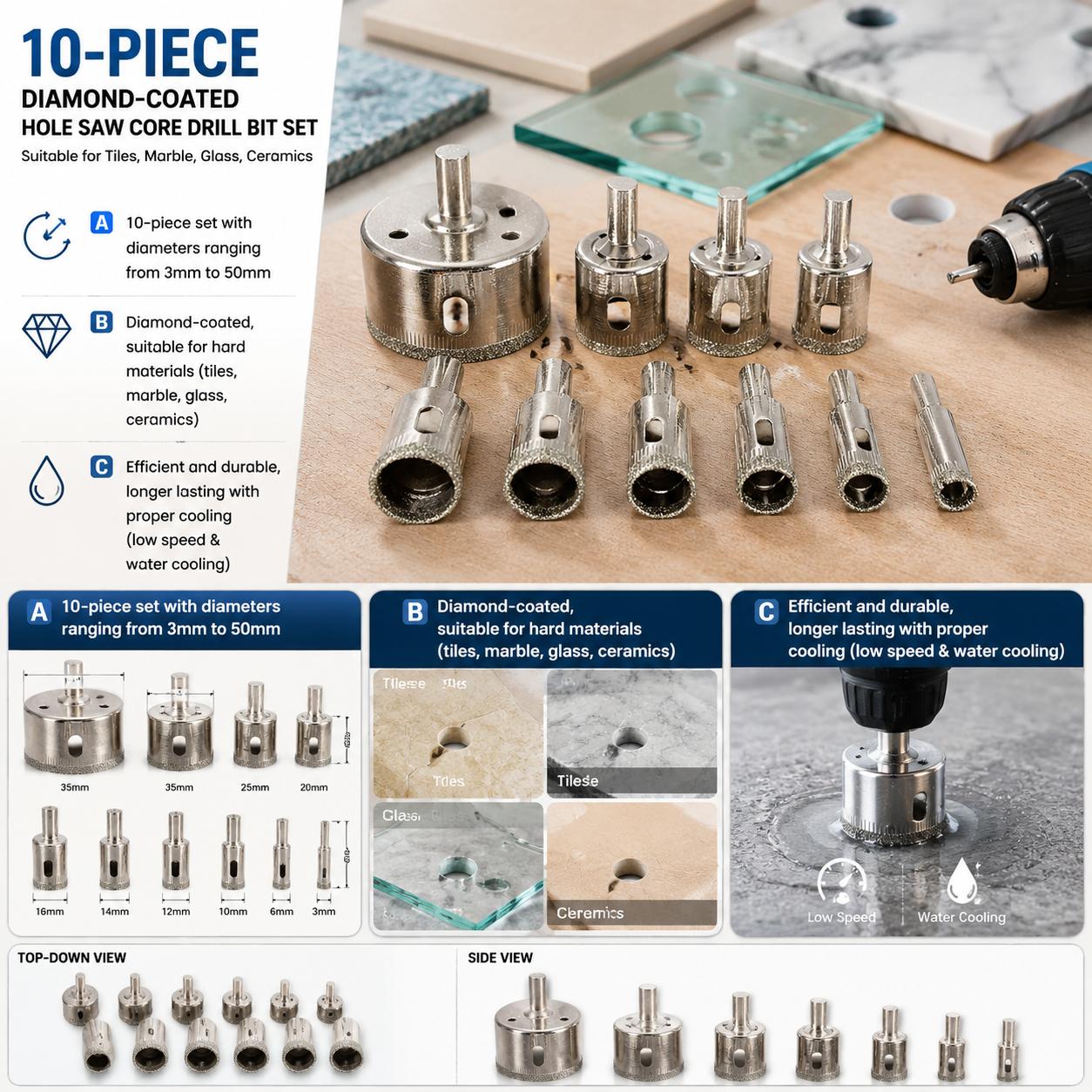 Zestaw wierteł diamentowych 10 – Reciprocating Saw Attachment Drill recenzja i cena